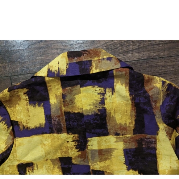 Coldwater Creek Shacket Womens Size 12 Purple & Gold Textured 3/4 Sleeves Button - Picture 15 of 16